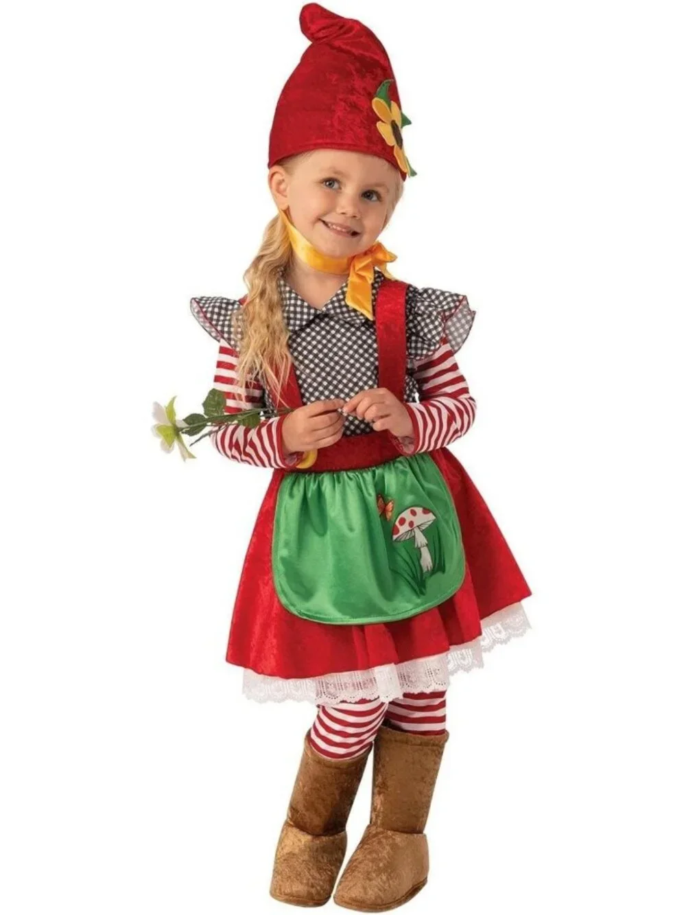 Garden Gnome Girl Costume | Whimsical Dress-Up Outfit for Kids | Fun Party Wear